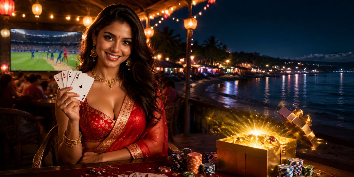 Indian lady enjoying cricket betting at home with mobile device